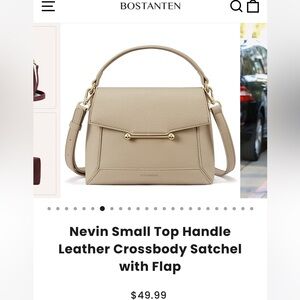 BOSTANTEN Nevin Small Top-Handle Crossbody Satchel in Beige